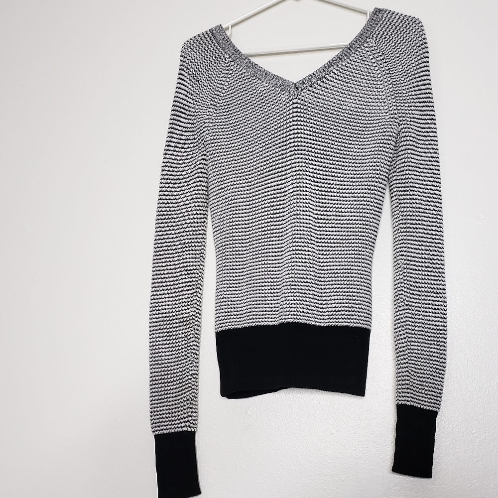 Calvin Klein Black White Striped Sweater Layer Spring Lightweight Designer - Picture 5 of 12
